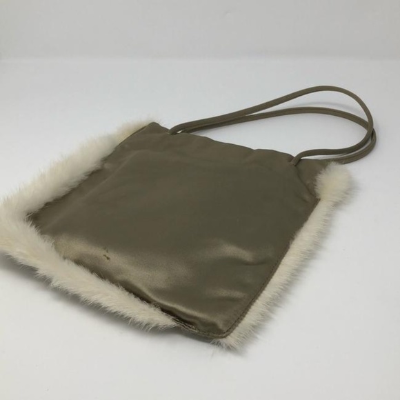 PRADA Silver Satin and Mink-Trimmed Small Mini Handbag Raso Evening Bag - Picture 6 of 11